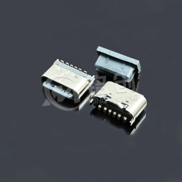 TYPE C母座6PIN 立贴 L=5.0 短体 一模 无弹 黄铜 LCP