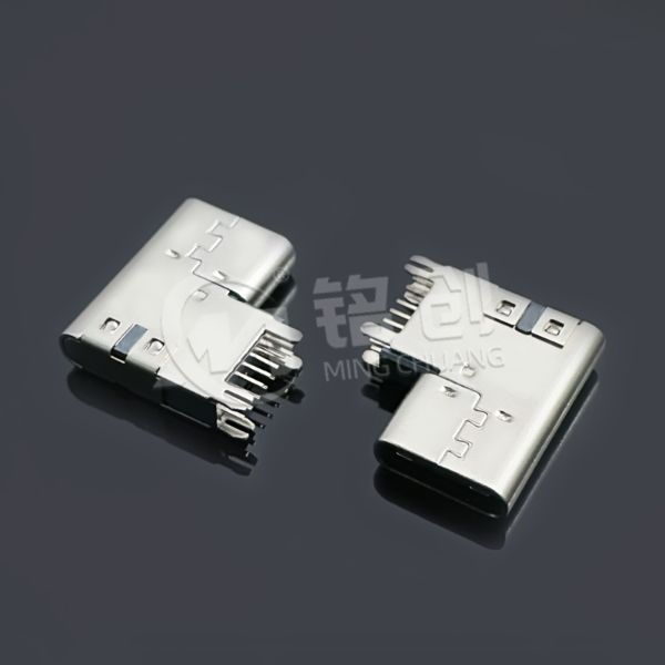 TYPE C母座14PIN 侧插 前小脚后鱼叉脚 针长1.6 三模 无弹 304 黄铜 LCP