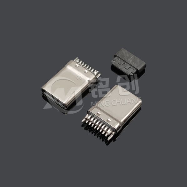 TYPE C公头16PIN 夹板0.8 L=10.8 拉伸 带接地