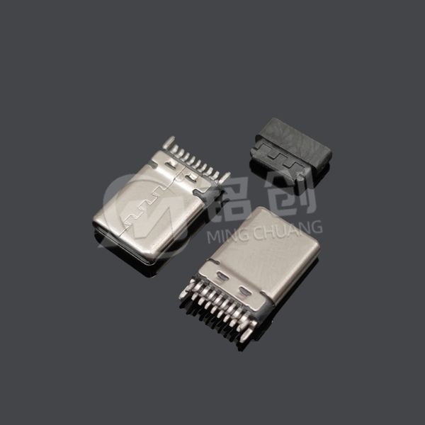 TYPE C公头16PIN 夹板0.8 铆合 有接地