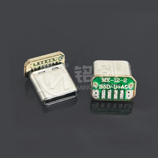 TYPE C公头16PIN 拉伸立贴9.5 带板六个焊盘