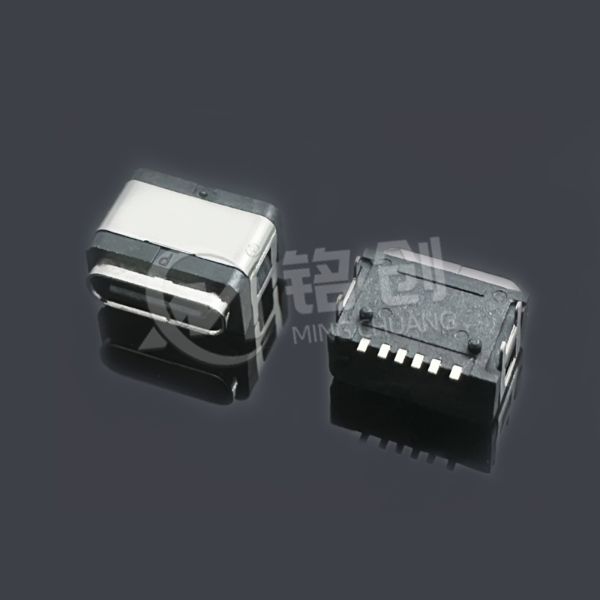 防水TYPE C母座16PIN 板上四脚插板SMT L=7.13