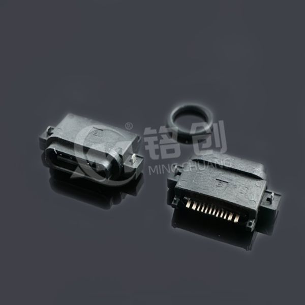 防水TYPE C母座16PIN 沉板1.65全塑 L=9.0