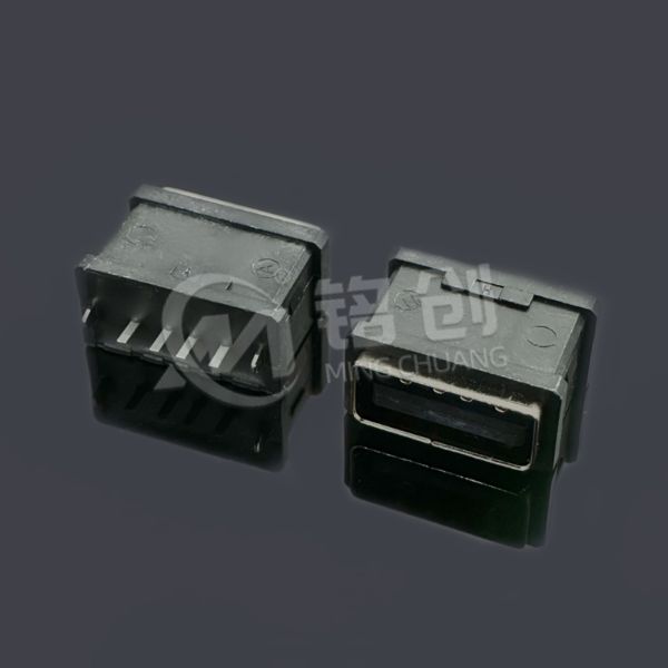 AF 防水母座 立插L=11.4 无耳 无柱 黑胶