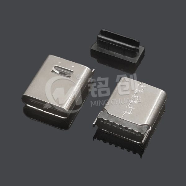 TYPE C母座6PIN 两脚插板SMT L=10.0 一模 无弹 201 黄铜 LCP