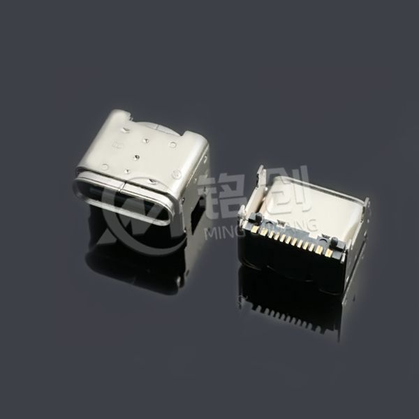 TYPE C母座16PIN 板上垫高2.5 CH=4.05 有翻边