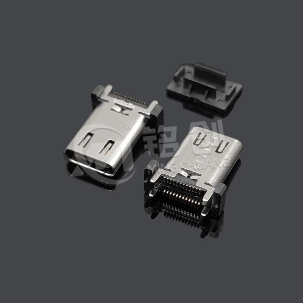 TYPE C母座24PIN 立贴 L=13.0 有弹 高导铜 镀金3U 外壳304 LCP 黑胶