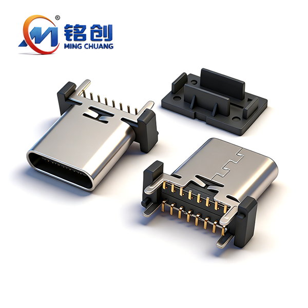 A031608A TYPE C母座16PIN 立式四脚插板SMT L=10.5 A款