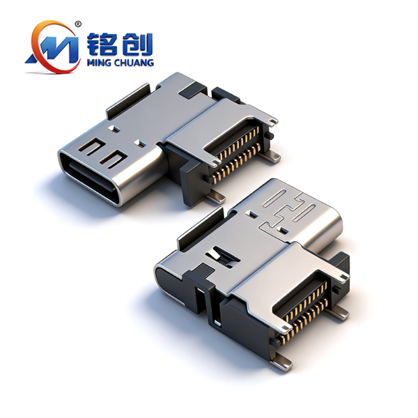 A032410A TYPE C母座24PIN 侧贴四鱼叉脚插板SMT L=14.3 CH=8.60