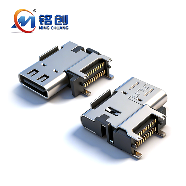 A032411A TYPE C母座24PIN 侧贴四鱼叉脚插板SMT L=14.3 CH=7.20